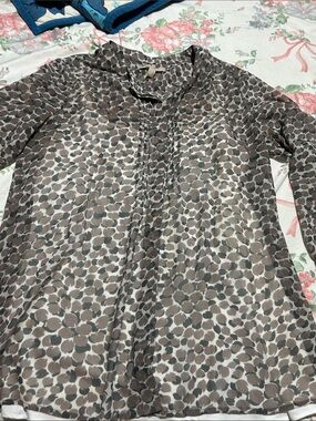 Banana Republic Brown & Taupe Printed Button-Front Blouse